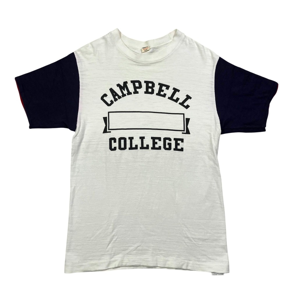 Warehouse & Co Campbell College T Shirt Mens S White Navy Red‎ Trim Collegiate